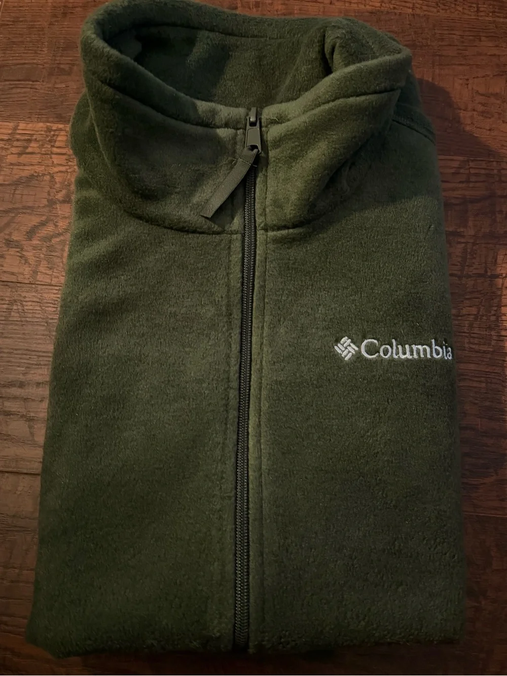 Columbia Fleece Vest Men's Green Olive Full Zip Sleeveless Outdoor Jacket Size L